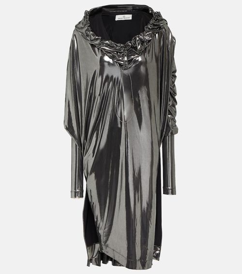 Draped lamé midi dress