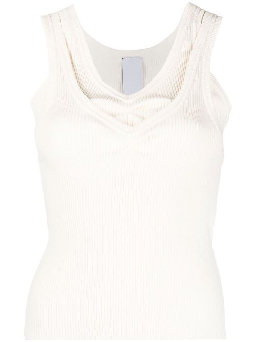 Layered-design sleeveless knit top - Neutrals
