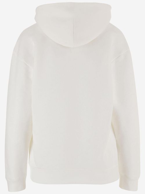 Panther Print Cotton Hoodie — White