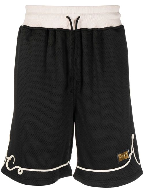 Logo-appliqué track shorts - Black