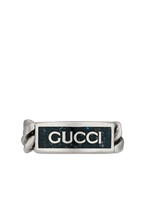 Logo plaque chain ring - Silver