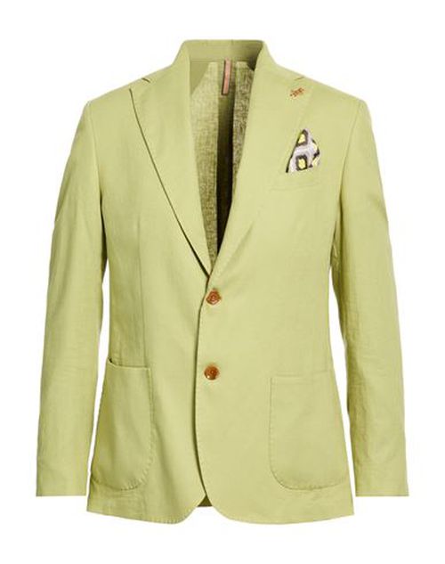 Roberto P Luxury Man Blazer Light green Size 36 Linen, Viscose