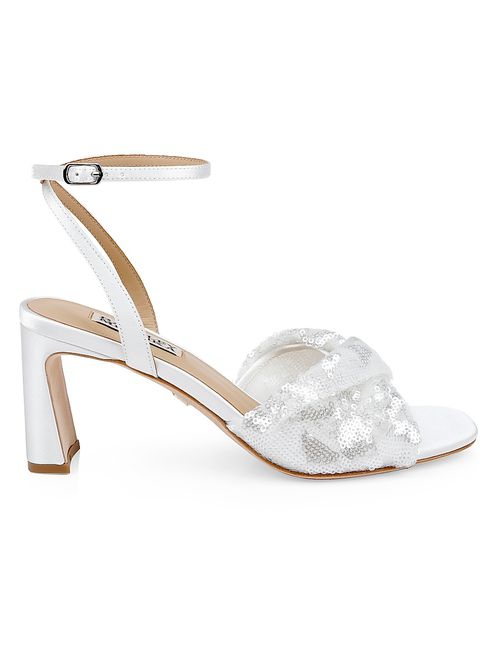 Women's Gema 70MM Sequined Sandals - White Sequins