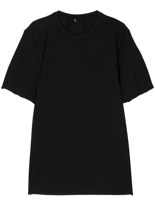 Round-neck cotton-blend T-shirt - Black