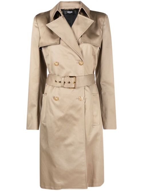 Double-breasted cotton trench coat - Neutrals
