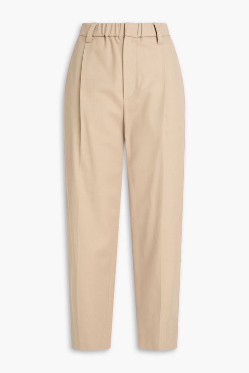 Cotton-blend gabardine tapered pants - Neutral - IT 44