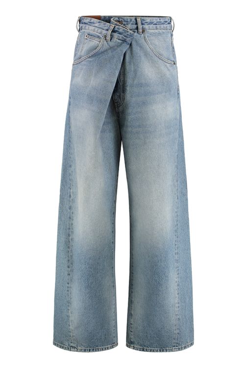 Wide-Fit Oversized Jeans with Asymmetrical Zip