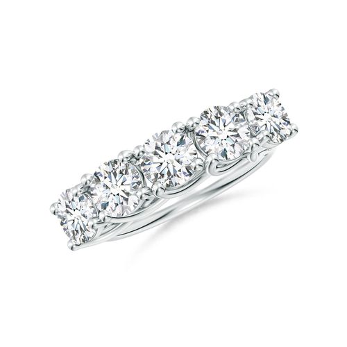 Angara 2.5 Carats Half Eternity Five Stone Diamond Wedding Band in 18K White Gold