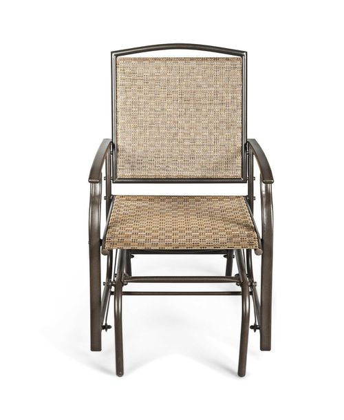 Steel Frame Garden Swing Single Glider Chair Rocking Seating - Brown