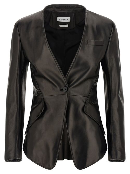 Lamb Leather Blazer — Black