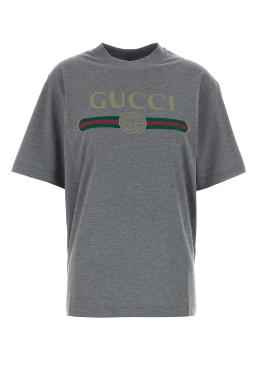 Logo-Printed Cotton-Blend T-Shirt — Gray