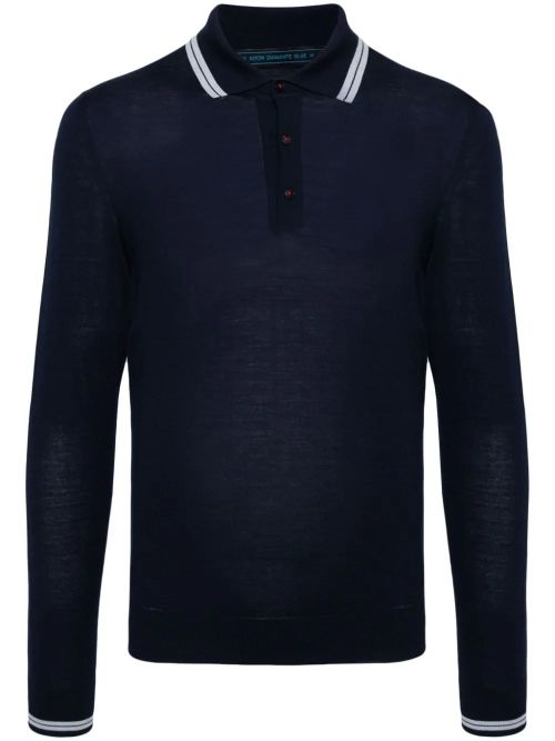 Knitted Wool Polo Shirt — Navy