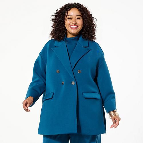 WynneLayers Scuba Knit Unstructured Jacket - Blue