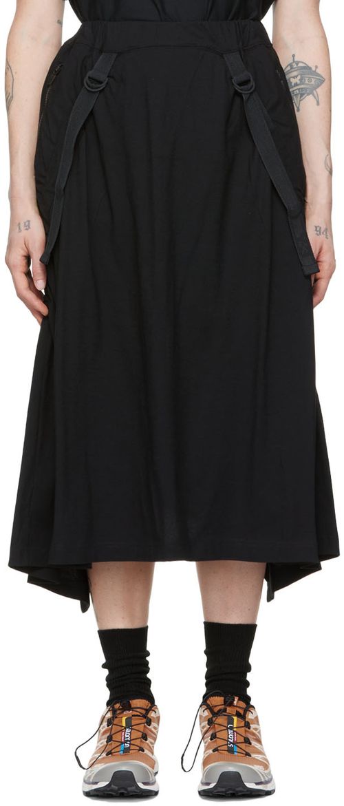 Black cotton midi skirt