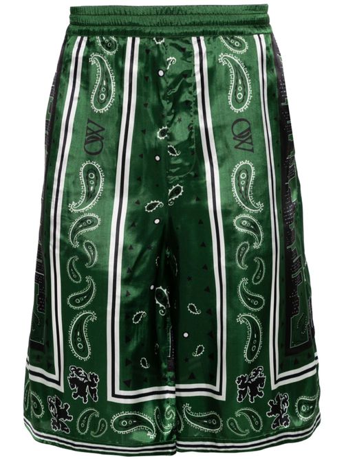 Bandana-print twill shorts - Green