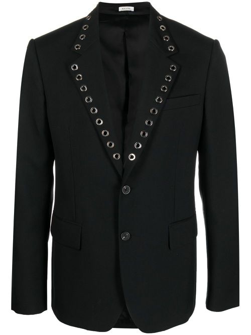 Eyelet-detail blazer - Black