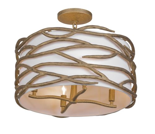 Ashen Gold Four Light Semi Flush Mount from the Branch Reality Collection