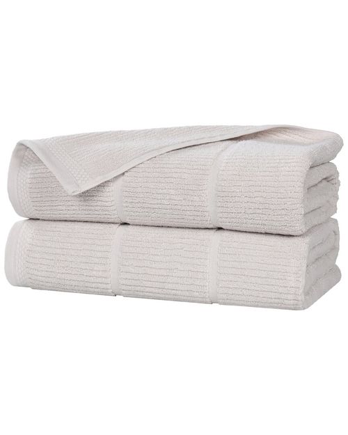 Superior Set of 2 Milo Smart Twist Cotton Medium Weight Solid Ribbed Bath  Sheets