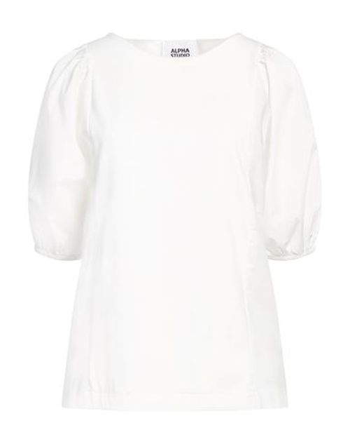 Alpha Studio Woman Top White Size 10 Cotton, Elastane