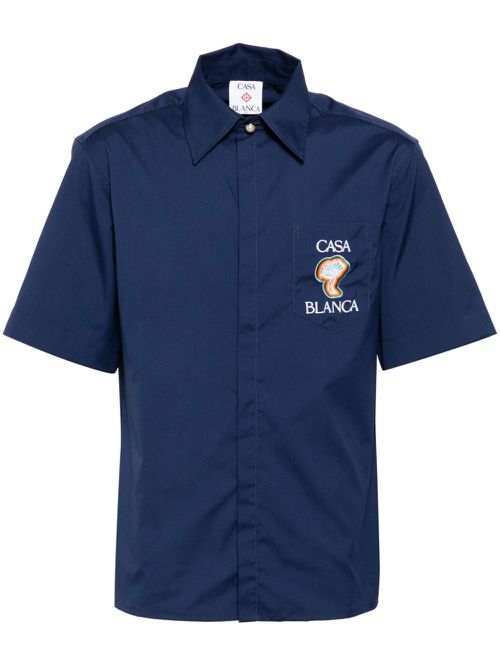 Embroidered logo shirt - Blue
