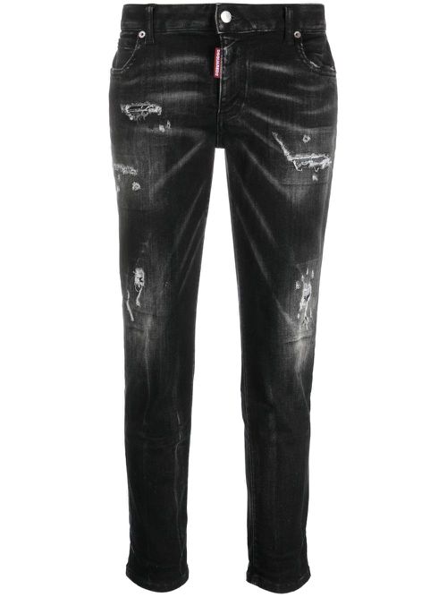 Cool Girl distressed slim-leg jeans - Black
