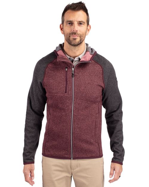 Men's Mainsail Full Zip Hooded Jacket - Bordeaux heather/charcoal heather