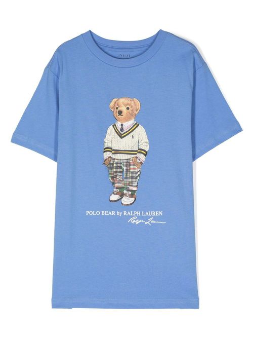 Polo Bear-print short-sleeved T-shirt - Blue