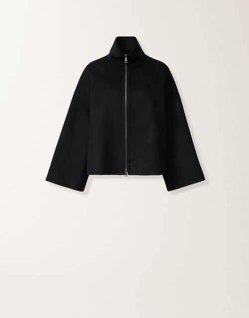 Boxy wool double coat, midnight blue
