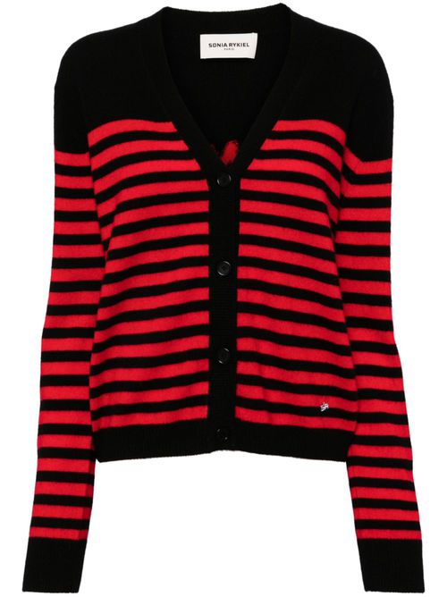 Striped woolen cardigan - Black