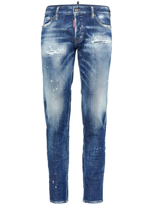 Paint-splatter straight-leg jeans - Blue