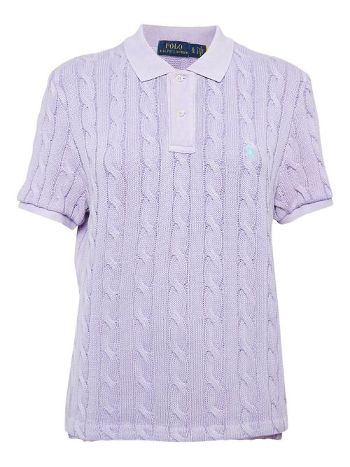 Pre-owned cable-knit polo shirt - Purple