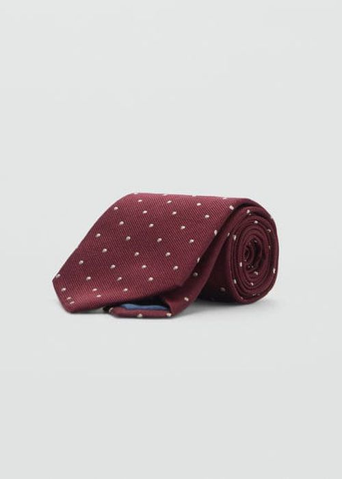 Polka-dot silk tie burgundy - Man - One size -