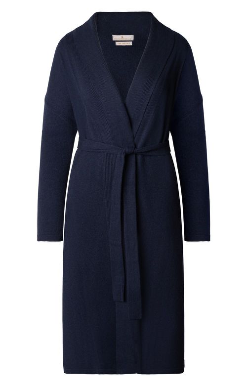 Ladies Cashmere Dressing Gown - Navy Blue, Navy