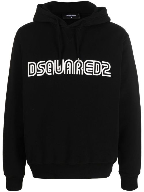 Logo-print cotton hoodie - Black