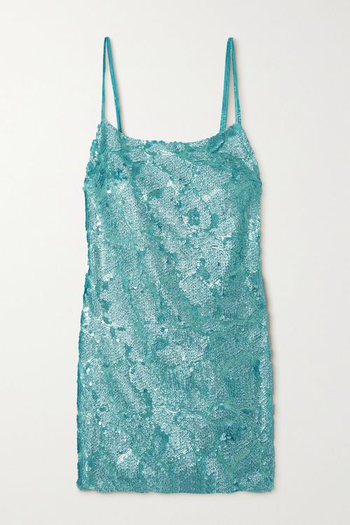 Yula Sequined Tulle Mini Dress - Blue