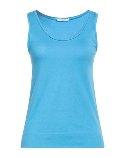 Woman Tank top Azure Size S Cotton, Elastane
