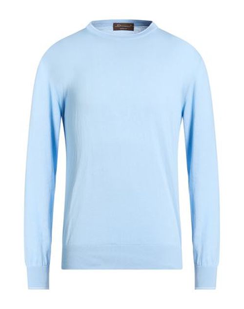 Man Sweater Light blue Size 40 Cotton