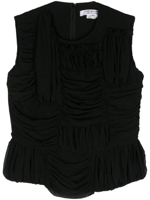 Ruched sleeveless top - Black