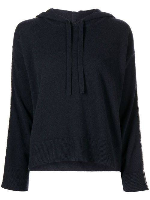 Organic-cashmere hooded jumper - Blue