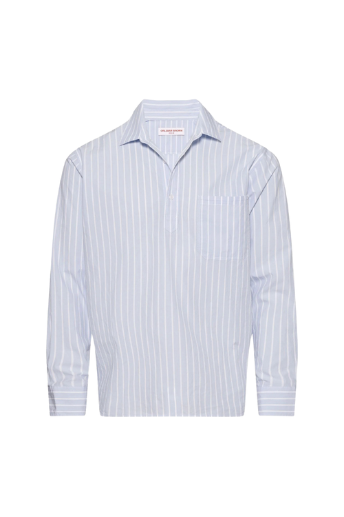Striped Cotton Shirt — Blue