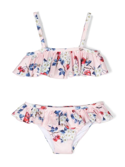 Floral-print ruffled bikini set - Pink