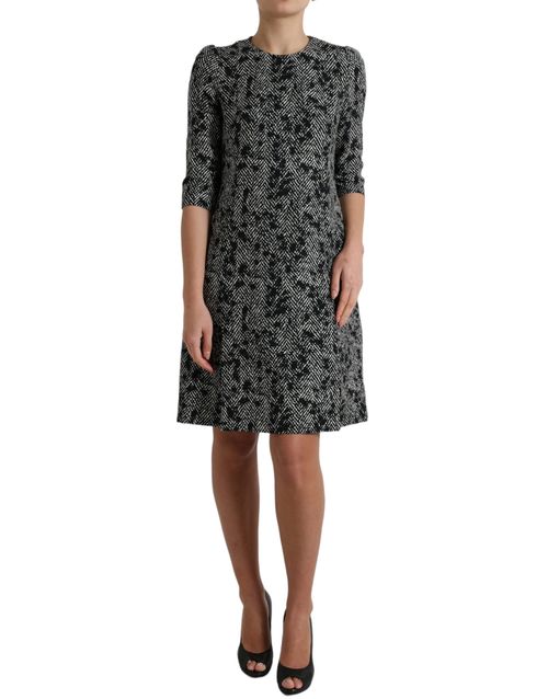 Chevron Jacquard Dress — Black
