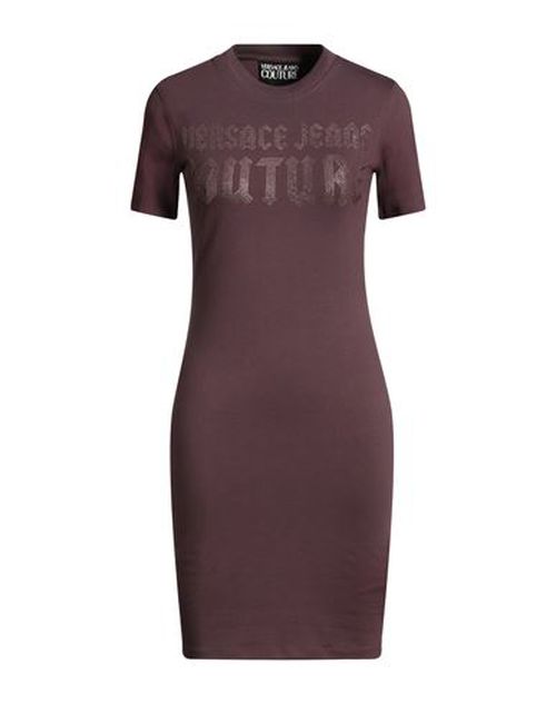 Woman Mini dress Dark purple Size S Cotton, Elastane