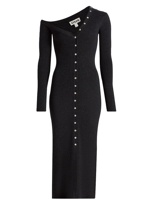 Women's Ribbed Wool-Blend Midi-Sweater Dress - Nocturne