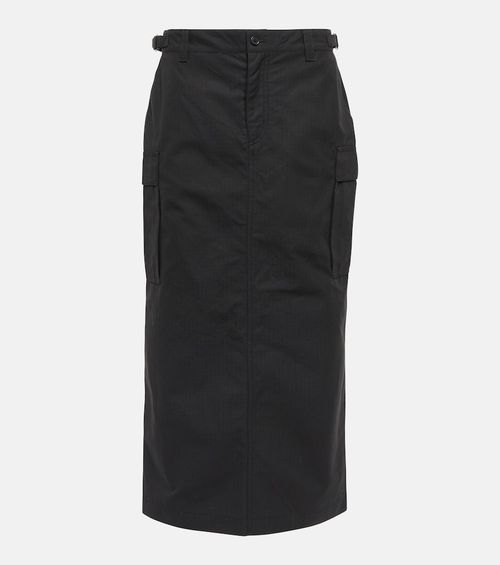 Cotton cargo midi skirt