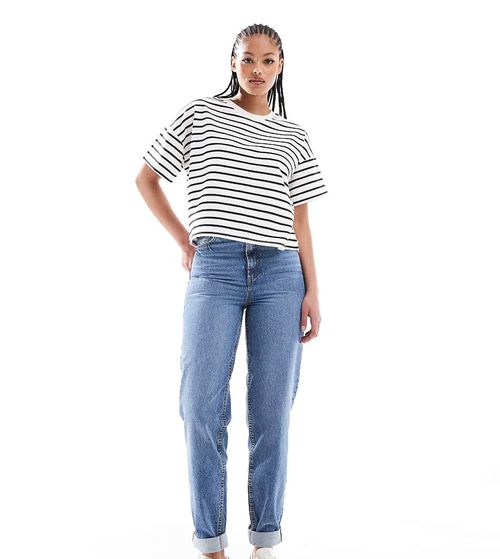 ASOS DESIGN Tall high rise relaxed mom jeans in mid blue