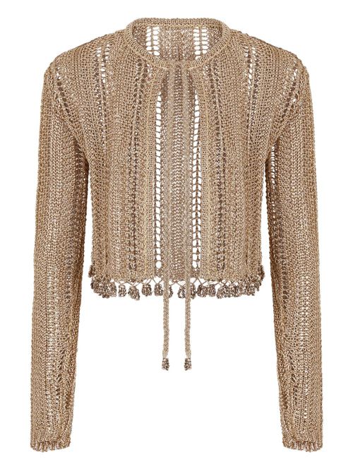 Rabanne crochet-knit cardigan - Gold
