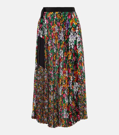 High-rise floral midi skirt