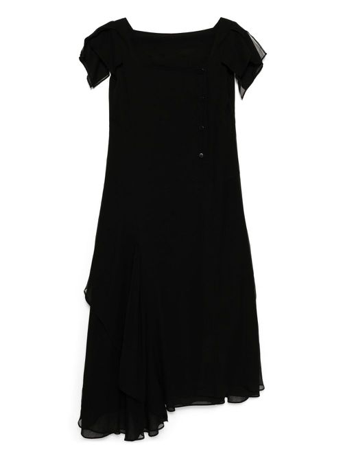 Yohji Yamamoto draped square-neck dress - Black