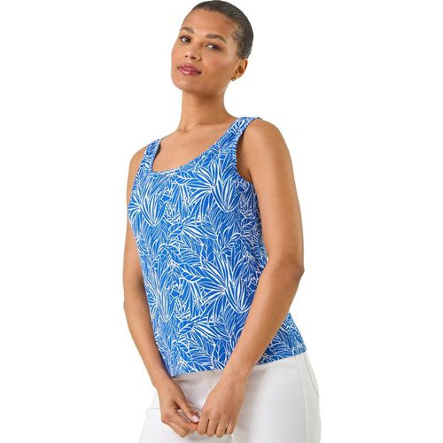 Leaf Print Textured Stretch Vest Top